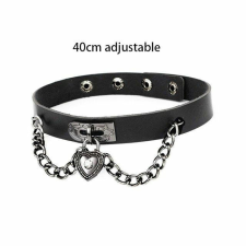 Punk rock szív és lánc motívumos choker nyaklánc, 40 cm nyaklánc