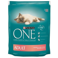 Purina ONE Száraz Macska Adult Lazac+Teljes Kiőrlésű Gabonák 800g macskaeledel