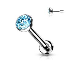  Push-in titán labret (ezüst színű, 3mm türkiz kővel) testékszer