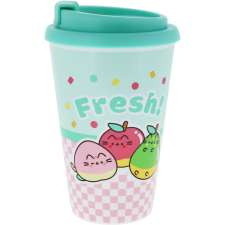 Pusheen cicás pohár műanyag tetővel, 350 ml, Pusheen Fruits babaétkészlet