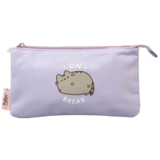 Pusheen cicás tolltartó, beledobálós, 3 rekeszes, 21x12x2cm, Moments, lila tolltartó