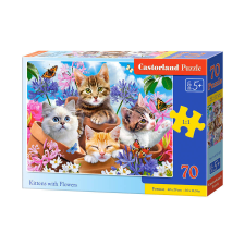  Puzzle 70 db. Cicák virágokkal puzzle, kirakós