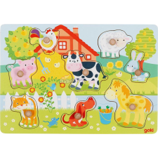 Puzzle Montessori fa ki-berakó fogantyús puzzle - farm puzzle, kirakós