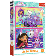 Puzzle,Trefl Rejtvény - 2x24 - Szórakozás Gabbyval - Universal Gabbys Dollhouse Trefl 34433 puzzle, kirakós