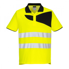  PW212 Portwest PW2 Jól láthatósági Galléros Póló S/S (sárga/fekete)