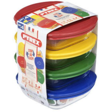  PYREX 913S572/7646 Ételtároló doboz szett, négyzet alakú, 4 db (3426470297745) uzsonnás doboz