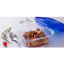 Pyrex Cook&Go; szögletes üvegtál+műa.fedő, 21X21X8 cm, 203210 konyhai eszköz