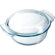 Pyrex Kerek fazék fedővel, hőálló üveg, 25 cm, Pyrex edény