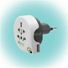 q2power Q2 Power Q2WCH-USB Világ - Svájc utazó adapter + USB aljzat (1.10021) kábel és adapter