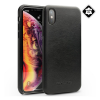 QIALINO műanyag telefonvédő (valódi bőr bevonat) FEKETE [Apple iPhone XS Max 6.5] (5996457817795)