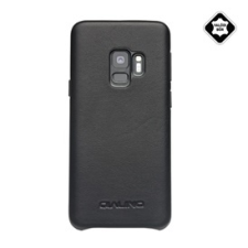 QIALINO műanyag telefonvédő (valódi bőr bevonat) FEKETE | GP-78018 tok és táska