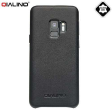 QIALINO műanyag védőtok (valódi bőrbevonat) FEKETE - Samsung Galaxy S9 (SM-G960) - GYÁRI tok és táska