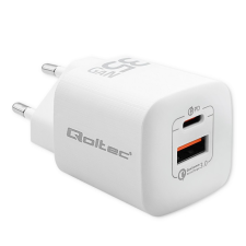 Qoltec GaN Ultra USB-C / USB-A Hálózati töltő - Fehér (35W) (50763) mobiltelefon kellék