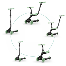 QPlay Sema Evo 5in1 roller és futóbicikli LED fényekkel, Jade Green lábbal hajtható járgány