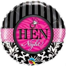 Qualatex 18 inch-es Hen Night! Damask & Stripes Fólia Lufi Lánybúcsúra party kellék