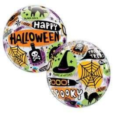 Qualatex Boldog Halloween - Halloween Mintás Buborék Lufi, 56 cm party kellék