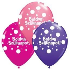 Qualatex Boldog szülinapot lufi-pöttyös party kellék