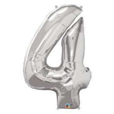 Qualatex Ezüst 4-es Számos Fólia Lufi - 86 cm party kellék