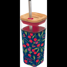 QUOKKA Liquid Cube Utazóbögre szívószállal, cherries (8412497400591) kulacs, kulacstartó