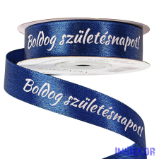 "Boldog Születésnapot!" feliratos szatén szalag 20mm x 20m - Tengerészkék dekorációs kellék