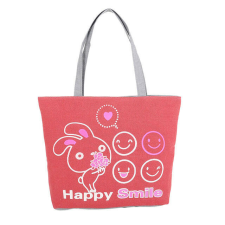 "Happy Smile" feliratú lilás színű nyuszis válltáska kézitáska és bőrönd