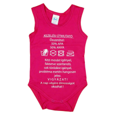  &quot;Kezelési útmutató&quot; feliratos ujjatlan baba body pink kombidressz, body