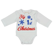  &quot;My first Christmas&quot; feliratos hosszú ujjú karácsonyi baba body, kombidressz kombidressz, body