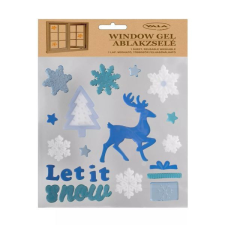 Qx Ablakzselé rénszarvas és hópehely mintákkal - 20 x 25 cm party kellék