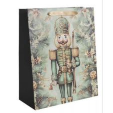 Qx Ajándéktasak A diótörő mintával, 18 x 23 cm - Zöld-arany party kellék