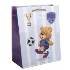 Qx Ajándéktasak focista maci mintával - 18 x 23 cm party kellék