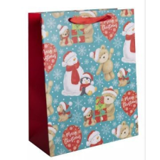 Qx Ajándéktasak karácsonyi állatok mintával - 18 x 23 cm party kellék