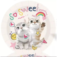 Qx Cica mintás papírtányér - 10 db-os party kellék