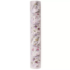 Qx Dekortojás szett lila virágmintákkal, 6 cm - 6 db-os party kellék