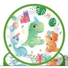 Qx Dinó mintás papírtányér - 10 db-os party kellék