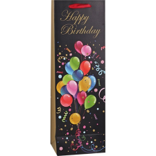 Qx Dísztasak boros matt 12x36 cm fekete- színes lufikkal ajándéktasak