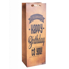 Qx Dísztasak matt boros 12x36 cm barna Happy Birthday to you ajándéktasak