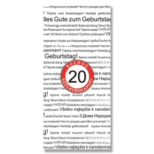 Qx Dísztasak matt boros 12x36 cm fehér " 20" éves ajándéktasak