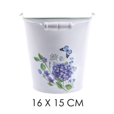 QX-IMPEX KFT IRIS bádog vödör hortenzia 16x15cm (80978) kerti tárolás