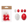 QX-IMPEX KFT IRIS dekor műanyag tojás x6 piros/fehér 4x6cm (72009)