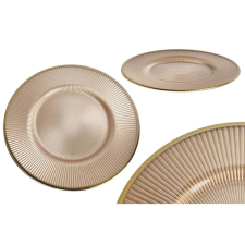 QX-IMPEX KFT IRIS üveg tányér bordás arany 27x1,7cm (102032) tányér és evőeszköz