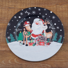 QX-IMPEX KFT Karácsonyi rénszarvas mintás tálaló tálca, 33 cm karácsonyi dekoráció