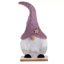 Qx Karácsonyi manó figura talapzattal, fa, 13 x 25 cm - többféle party kellék