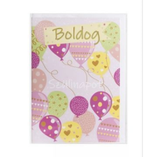 Qx Képeslap rózsaszín lufikkal és Boldog Szülinapot felirattal - 13 x 19 cm party kellék