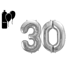 Qx Lufi fólia metál matt ezüst 30-as 102cm party kellék