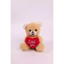 Qx Maci plüssfigura szívvel - 15 cm, világosbarna plüssfigura