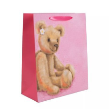 Qx Nosztalgia maci mintás ajándéktasak, rózsaszín - 26 x 32 cm ajándéktasak