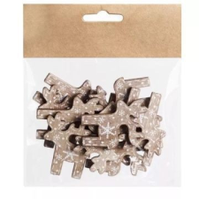 Qx Öntapadó rénszarvas dekoráció, fa, 4 x 4 cm - 12 db-os party kellék