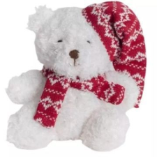 Qx Piros sapkás karácsonyi maci plüssfigura - 16 cm plüssfigura