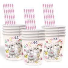 Qx So Sweet! cica mintás papírpohár - 10 db-os party kellék