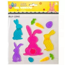 Qx Színes nyulak ablakzselé - 20 x 25 cm party kellék